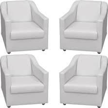 Kit 4 Poltronas Decorativas Para Sala Mila Corino Branco Pé De Plástico - Clique E Decore