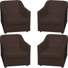 Kit 4 Poltronas Decorativas Para Sala Mila Corino Marrom Pé De Plástico - Clique E Decore
