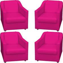 Kit 4 Poltronas Decorativas Para Sala Mila Corino Pink Pé De Plástico - Clique E Decore