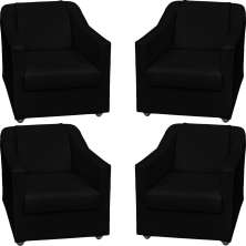 Kit 4 Poltronas Decorativas Para Sala Mila Corino Preto Pé De Plástico - Clique E Decore