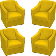 Kit 4 Poltronas Decorativas Para Sala Mila Suede Amarelo Pé De Plástico - Clique E Decore