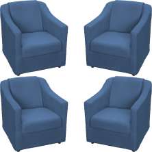 Kit 4 Poltronas Decorativas Para Sala Mila Suede Azul Marinho Pé De Plástico - Clique E Decore
