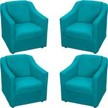 Kit 4 Poltronas Decorativas Para Sala Mila Suede Azul Turquesa Pé De Plástico - Clique E Decore