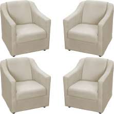 Kit 4 Poltronas Decorativas Para Sala Mila Suede Bege Pé De Plástico- Clique E Decore