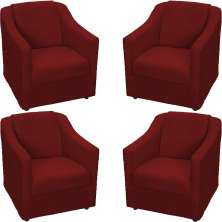 Kit 4 Poltronas Decorativas Para Sala Mila Suede Bordô Pé De Plástico - Clique E Decore
