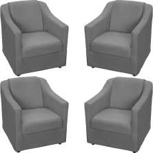 Kit 4 Poltronas Decorativas Para Sala Mila Suede Cinza Pé De Plástico - Clique E Decore