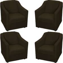 Kit 4 Poltronas Decorativas Para Sala Mila Suede Marrom Pé De Plástico - Clique E Decore