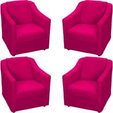 Kit 4 Poltronas Decorativas Para Sala Mila Suede Pink Pé De Plástico- Clique E Decore
