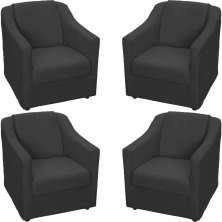 Kit 4 Poltronas Decorativas Para Sala Mila Suede Preto Pé De Plástico - Clique E Decore