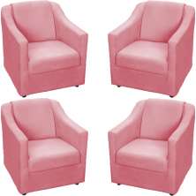 Kit 4 Poltronas Decorativas Para Sala Mila Suede Rosê Pé De Plástico - Clique E Decore