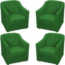 Kit 4 Poltronas Decorativas Para Sala Mila Suede Verde Pé De Plástico - Clique E Decore