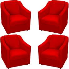 Kit 4 Poltronas Decorativas Para Sala Mila Suede Vermelho Pé De Plástico - Clique E Decore