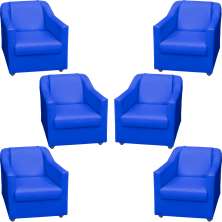 Kit 6 Poltronas Decorativas Para Sala Mila Corino Azul Royal Pé De Plástico - Clique E Decore