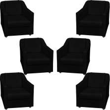 Kit 6 Poltronas Decorativas Para Sala Mila Corino Marrom Pé De Plástico - Clique E Decore