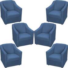 Kit 6 Poltronas Decorativas Para Sala Mila Suede Azul Marinho Pé De Plástico - Clique E Decore