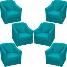 Kit 6 Poltronas Decorativas Para Sala Mila Suede Azul Turquesa Pé De Plástico - Clique E Decore