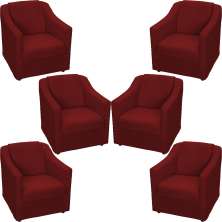 Kit 6 Poltronas Decorativas Para Sala Mila Suede Bordô Pé De Plástico - Clique E Decore