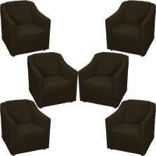 Kit 6 Poltronas Decorativas Para Sala Mila Suede Marrom Pé De Plástico- Clique E Decore