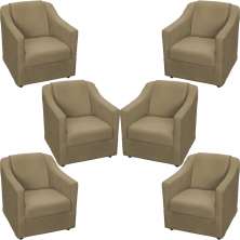 Kit 6 Poltronas Decorativas Para Sala Mila Suede Nude Pé De Plástico- Clique E Decore
