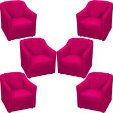 Kit 6 Poltronas Decorativas Para Sala Mila Suede Pink Pé De Plástico- Clique E Decore