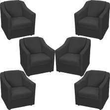 Kit 6 Poltronas Decorativas Para Sala Mila Suede Preto Pé De Plástico - Clique E Decore