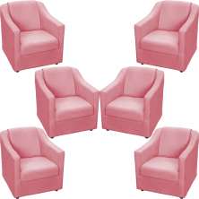 Kit 6 Poltronas Decorativas Para Sala Mila Suede Rosê Pé De Plástico - Clique E Decore