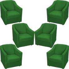 Kit 6 Poltronas Decorativas Para Sala Mila Suede Verde Pé De Plástico - Clique E Decore