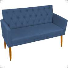 Namoradeira Decorativa Para Sala Nina Com Base E Capitonê Suede Azul Marinho Pé Castanho - Clique E Decore