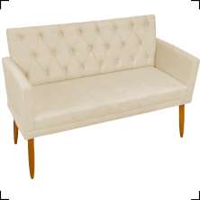 Namoradeira Decorativa Para Sala Nina Com Base E Capitonê Suede Bege Pé Castanho - Clique E Decore