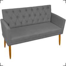 Namoradeira Decorativa Para Sala Nina Com Base E Capitonê Suede Cinza Pé Castanho - Clique E Decore