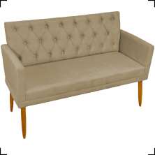 Namoradeira Decorativa Para Sala Nina Com Base E Capitonê Suede Nude Pé Castanho - Clique E Decore