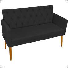 Namoradeira Decorativa Para Sala Nina Com Base E Capitonê Suede Preto Pé Castanho - Clique E Decore