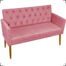Namoradeira Decorativa Para Sala Nina Com Base E Capitonê Suede Rosê Pé Castanho - Clique E Decore