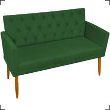 Namoradeira Decorativa Para Sala Nina Com Base E Capitonê Suede Verde Pé Castanho - Clique E Decore