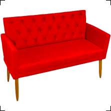 Namoradeira Decorativa Para Sala Nina Com Base E Capitonê Suede Vermelho Pé Castanho - Clique E Decore