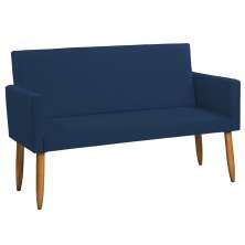 Namoradeira Decorativa Para Sala Nina Suede Azul Marinho Pé Castanho - Clique E Decore