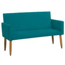Namoradeira Decorativa Para Sala Nina Suede Azul Turquesa Pé Castanho - Clique E Decore