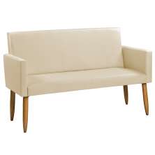Namoradeira Decorativa Para Sala Nina Suede Bege Pé Castanho - Clique E Decore
