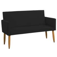 Namoradeira Decorativa Para Sala Nina Suede Preto Pé Castanho - Clique E Decore