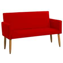 Namoradeira Decorativa Para Sala Nina Suede Vermelho Pé Castanho - Clique E Decore