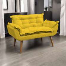 Namoradeira Decorativa Para Sala Recepção Manicure Consultório Escritório Suede Amarelo