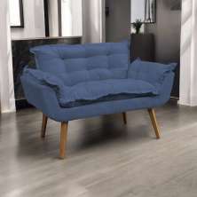 Namoradeira Decorativa Para Sala Recepção Manicure Consultório Escritório Suede Azul Marinho