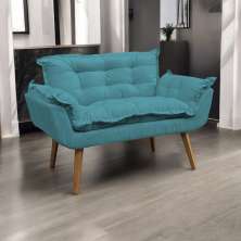 Namoradeira Decorativa Para Sala Recepção Manicure Consultório Escritório Suede Azul Turquesa