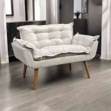 Namoradeira Decorativa Para Sala Recepção Manicure Consultório Escritório Suede Bege