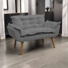 Namoradeira Decorativa Para Sala Recepção Manicure Consultório Escritório Suede Cinza