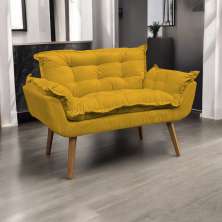 Namoradeira Decorativa Para Sala Recepção Manicure Consultório Escritório Suede Mostarda