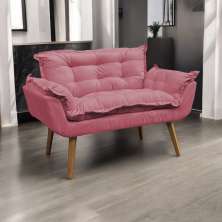 Namoradeira Decorativa Para Sala Recepção Manicure Consultório Escritório Suede Rosê
