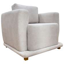 Poltrona Decorativa Bridge Para Sala Luxo Confortável Reforçada Bouclé Premium Bege