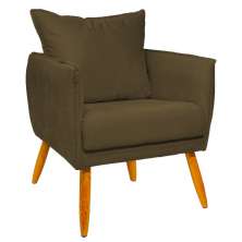 Poltrona Decorativa Confortável Para Sala Ada Suede Marrom Pé Castanho - Clique E Decore
