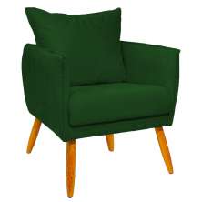 Poltrona Decorativa Confortável Para Sala Ada Suede Verde Pé Castanho - Clique E Decore